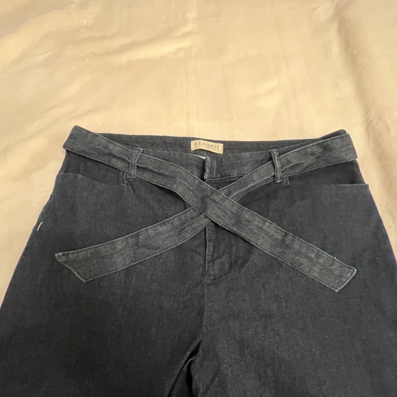 High Rise Wide Leg Denim Pant w/belt - Picture 3 of 7